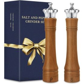 10 Inch Wooden Salt and Pepper Grinder Set, 2 Pack Manual Mill Shakers with Adjustable Ceramic Core, Elegant Crown Lid Design 10 Inch Wooden Salt and Pepper Grinder Set, 2 Pack Manual Mill Shakers with Adjustable Ceramic Core, Elegant Crown Lid Design